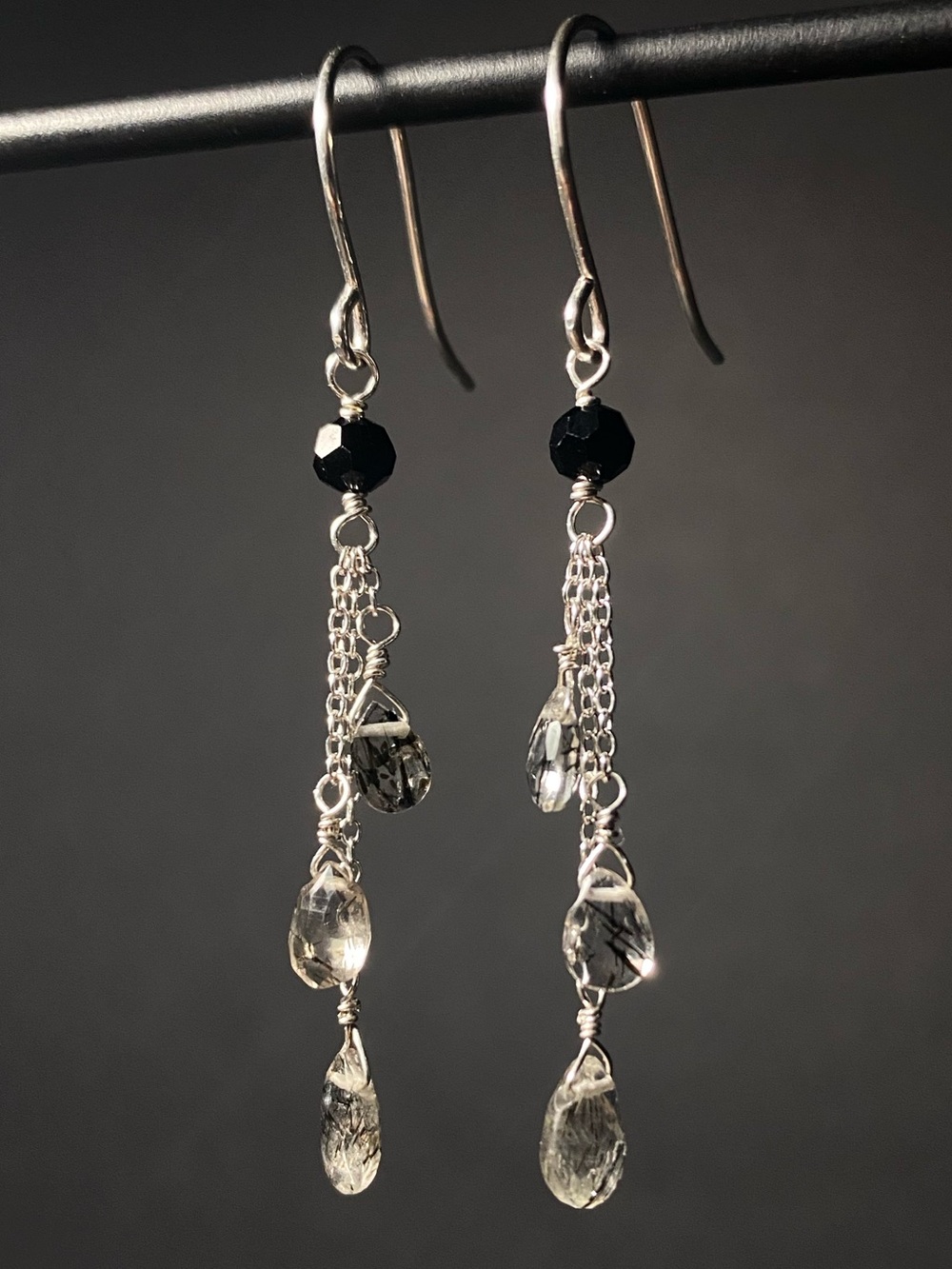 Sterling Silver & Tourmaline Quartz Dangle Earrings